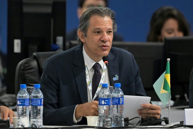 Brazilian Finance Minister Fernando Haddad speaks during the G20 finance ministers meeting in Sao Paulo, Brazil. ©AFP