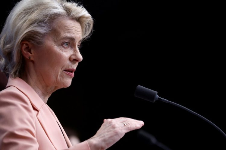 EU chief Ursula von der Leyen said the revenue from Russian assets would 'provide funding for military equipment to Ukraine'. ©AFP