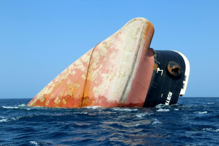 The Rubymar sank in the Red Sea on March 2, with 21,000 metric tonnes of fertiliser on board. ©AFP