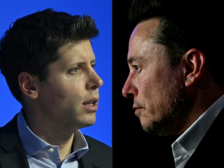 OpenAI CEO Sam Altman (L) argues in a legal filing that Elon Musk (R) is out to advance his commercial interests with a lawsuit . ©AFP