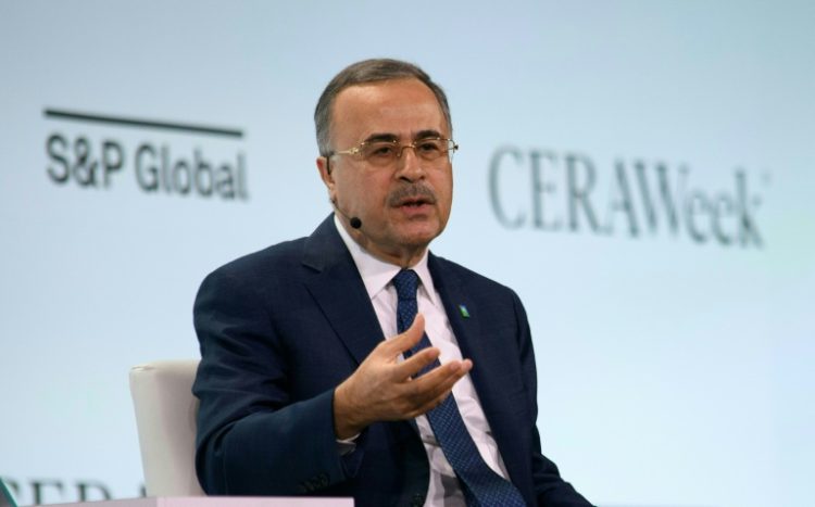 Saudi Aramco President & CEO Amin Nasser speaks during the CERAWeek oil summit in Houston, Texas. ©AFP