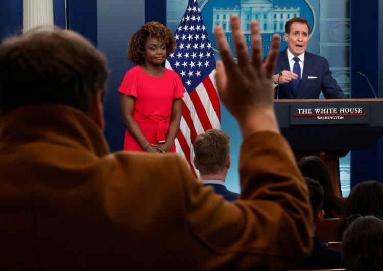 White House National Security Communications Advisor John Kirby and Press Secretary Karine Jean-Pierre  faced questions about a Thursday phone call between President Joe Biden and Israeli Prime Minister Benjamin Netanyahu. ©AFP