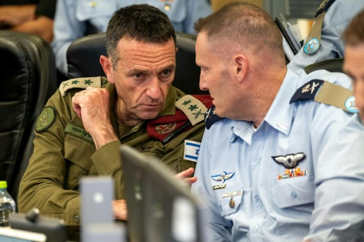 Israeli army chief General Herzi Halevi (L) warned Iran's attack at the weekend would be 'met with a response'. ©AFP