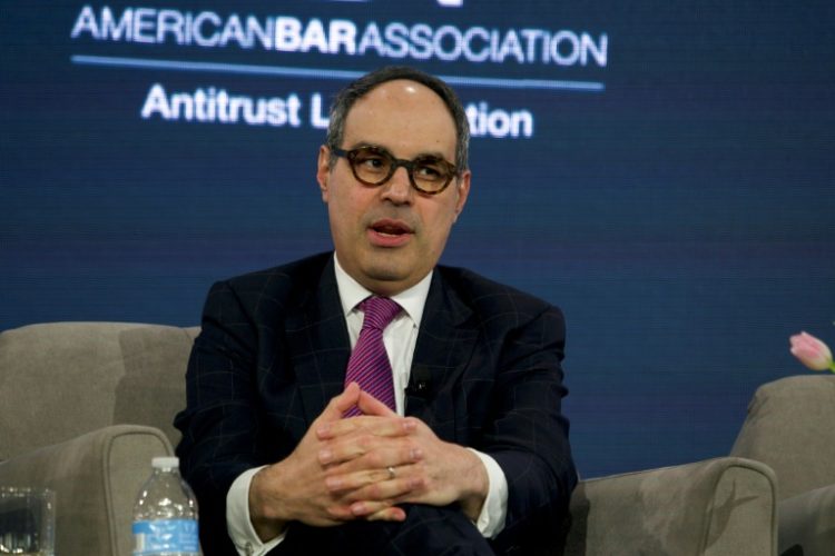 US Assistant Attorney General for the Antitrust Division of the Department of Justice Jonathan Kanter speaks at the "Enforcers' Roundtable" panel at the American Bar Association's 2024 antitrust spring meeting in Washington, on April 12, 2024. ©AFP