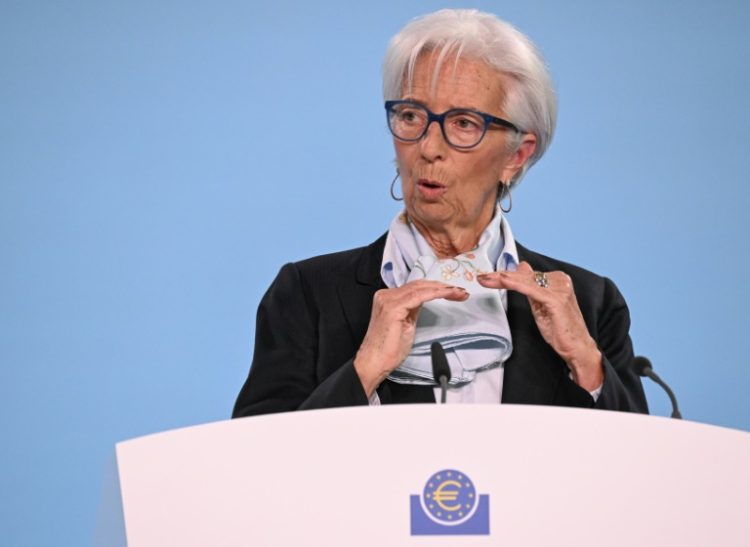 Christine Lagarde, president of the European Central Bank, pictured at a press conference in Frankfurt am Main, Germany, on April 11, 2024. ©AFP
