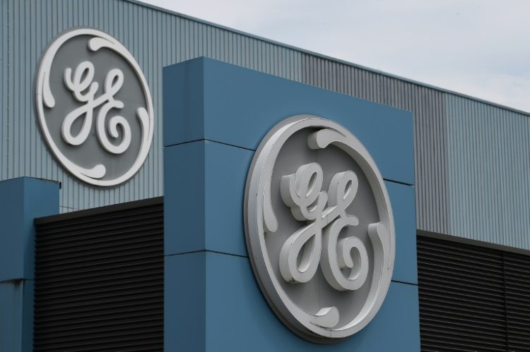 The logo of US giant General Electric in Belfort, eastern France, on June 3, 2019. General Electric is breaking up into three entities as of April 2, 2024. ©AFP