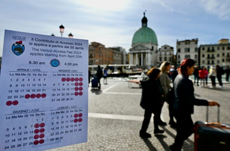 A calendar marking the days day trippers have to pay entry fees. ©AFP