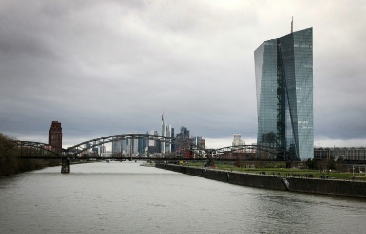 The European Central Bank signaled it could soon cut interest rates but European equities still fell . ©AFP