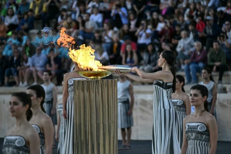 The Olympic flame was handed to Paris organisers last Friday during a ceremony in Greece. ©AFP