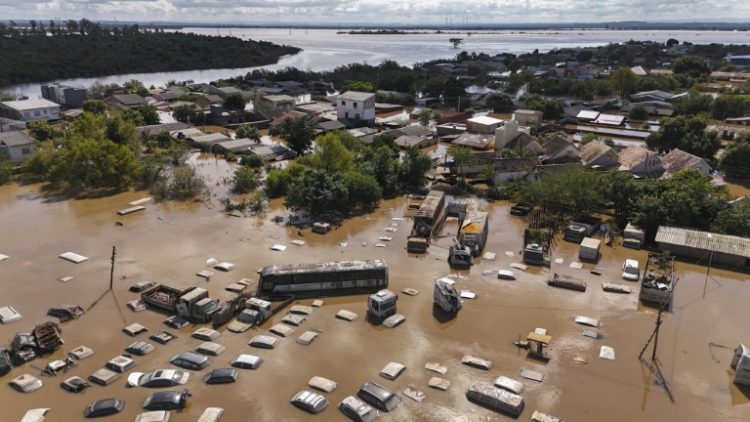 Aerial view of floods in Eldorado do Sul, Rio Grande do Sul state, Brazil, taken on May 9, 2024. ©AFP