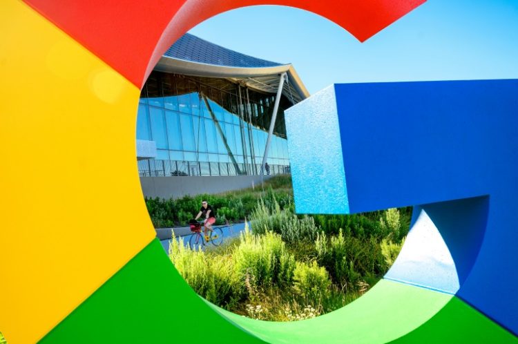 A cyclist rides along a path at Google's Bay View campus in Mountain View, California. ©AFP