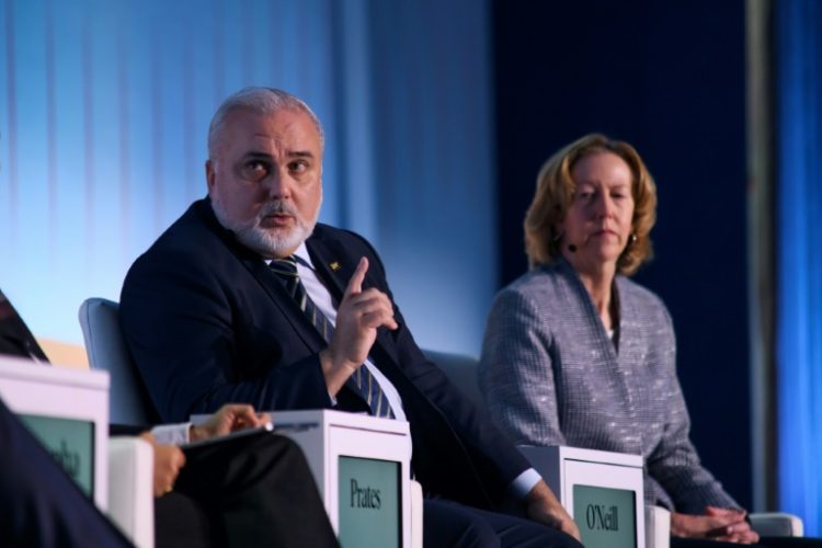 Petrobas CEO Jean Paul Prates (L) speaks during the CERAWeek oil summit in Houston, Texas in March 2024. ©AFP