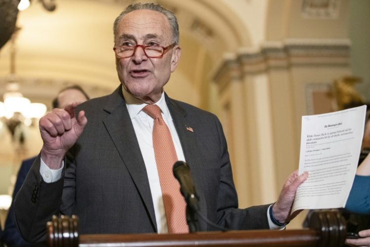 Senate Minority Leader Chuck Schumer urged the Justice Department to "use every tool" to prevent and prosecute price-fixing. ©AFP