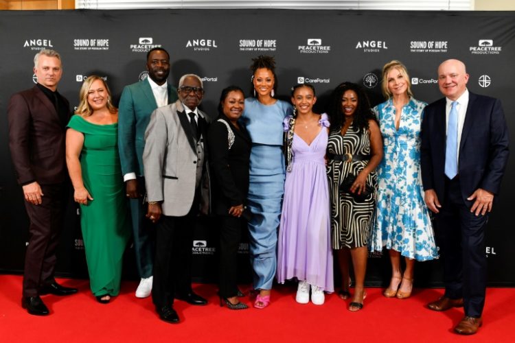 The cast, writers and directors of "Sound of Hope: The Story of Possum Trot" attend the premiere at the Linwood Dunn Theater in Los Angeles on June 18, 2024. ©AFP