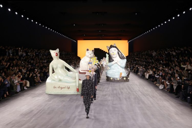 Cats inspired by artist Hylton Nel on the catwalk for Dior. ©AFP