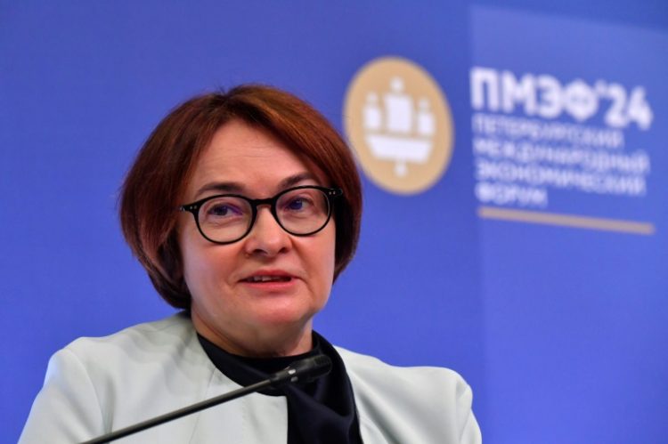 Russian central bank governor Elvira Nabiullina  said Russian businesses were facing higher costs and payment problems as the West puts pressure on Russia's trading partners to stop helping it circumvent sanctions. ©AFP