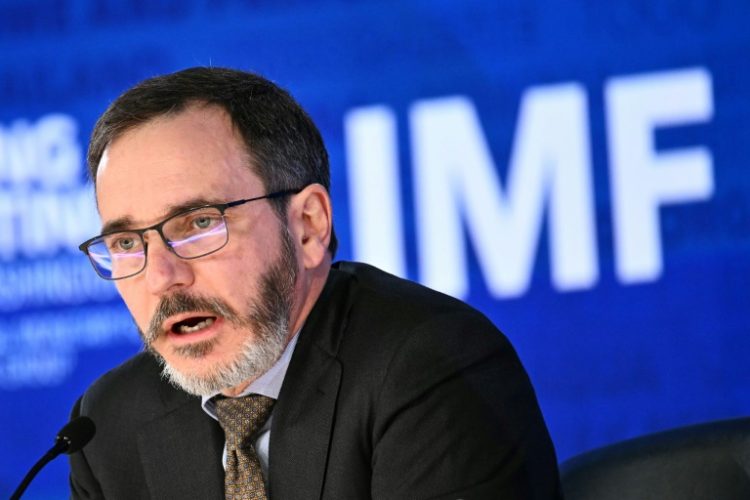 IMF chief economist Pierre-Olivier Gourinchas flagged a "gradual dismantling" of the multilateral trading system as a key concern in unveiling the fund's latest economic outlook report. ©AFP