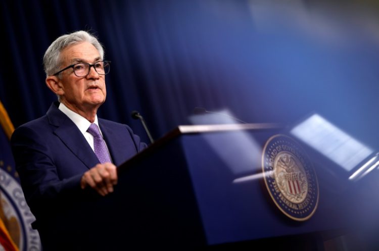 Markets are awating Fed chair Jerome Powell's testimony to Congress from Tuesday for indications as to when the US central bank will start cutting rates. ©AFP