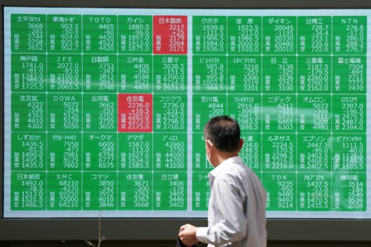 Japan led a rebound across Asian markets following Monday's rout that saw the Nikkei 225 lose more than 12 percent. ©AFP