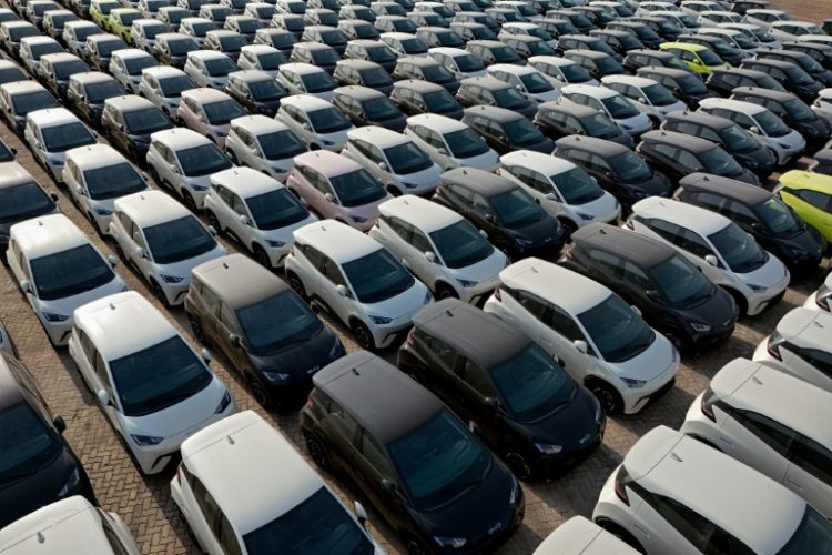 According to the Atlantic Council, Chinese sales of EVs abroad rose 70 percent in 2023, reaching $34.1 billion. Almost 40 percent went to the European Union. ©AFP