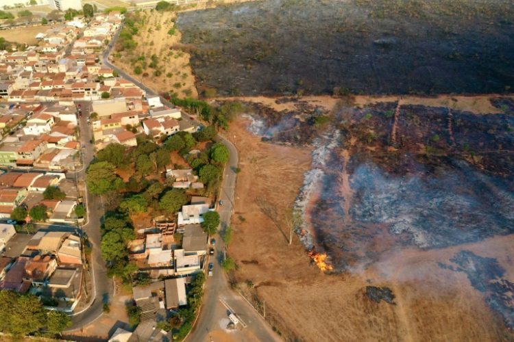 An aerial view of the forest fire in Brasilia National Park, Brazil, taken on September 15, 2024. ©AFP