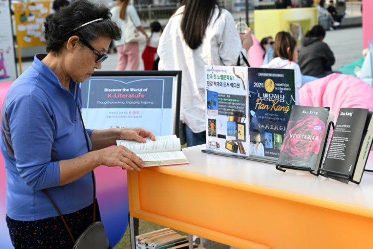 Major South Korean bookstores sold out of author Han Kang's books Friday, following her historic Nobel Prize win. ©AFP