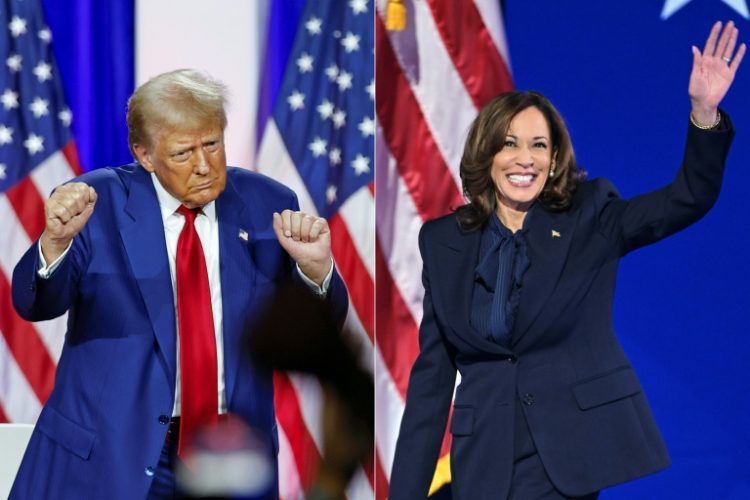 Polls give Trump (L) a slight edge over Harris but are within the margin of error. ©AFP