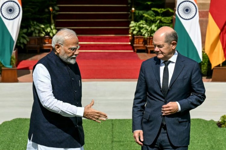 German Chancellor Olaf Scholz is on his third visit to India since last year. ©AFP