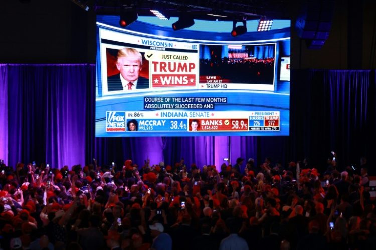 Donald Trump supporters at the moment Fox News declared him victorious in the 2024 presidential election. ©AFP