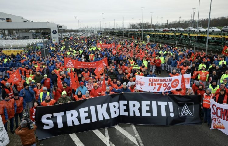 Volkswagen workers went on strike across Germany over cost-cutting plans. ©AFP