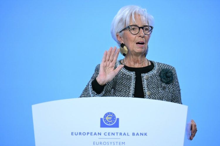 European Central Bank President Christine Lagarde said the beleaguered eurozone was 'losing momentum' . ©AFP