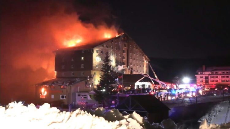 The fire ripped through the hotel while guests were sleeping. Handout released by DHA. ©AFP