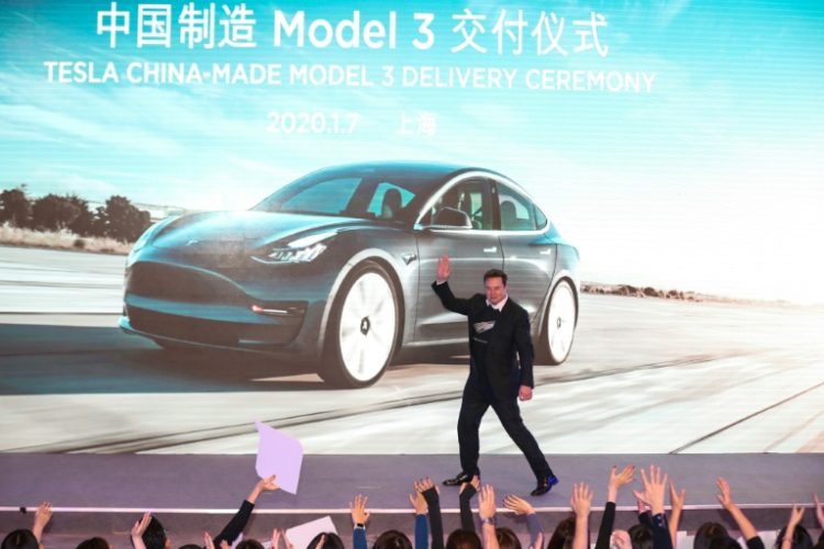 Elon Musk's Tesla Tesla produces its famous Model 3 in a Shanghai factory and exports it to Europe. ©AFP