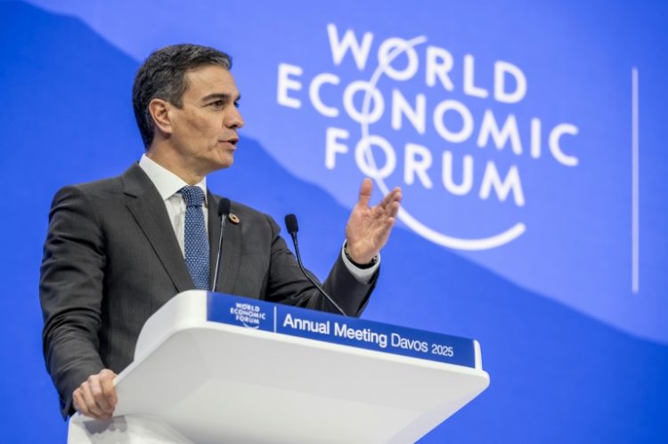 Spain's Prime Minister Pedro Sanchez proposed ending anonymity for social media users at an address in Davos. ©AFP