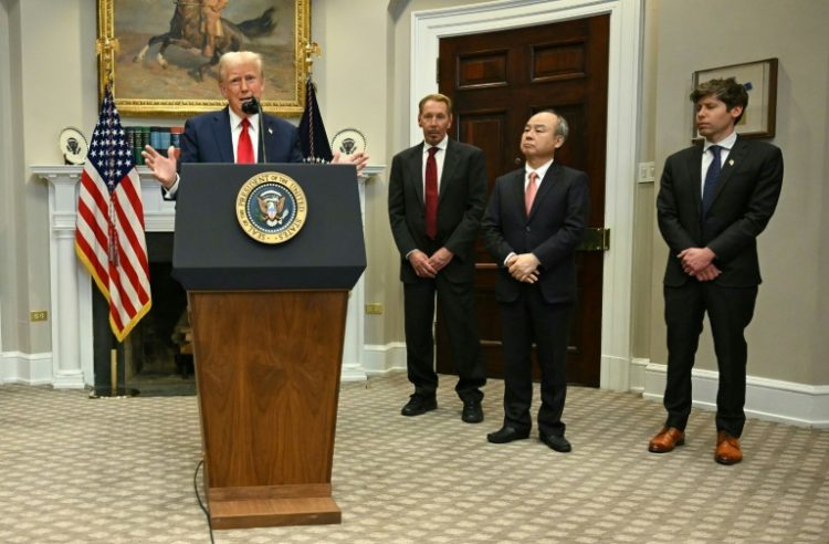 In his first full day in the White House, US President Donald Trump announced a major investment to build infrastructure for artificial intelligence led by Japanese giant SoftBank and ChatGPT-maker OpenAI. ©AFP