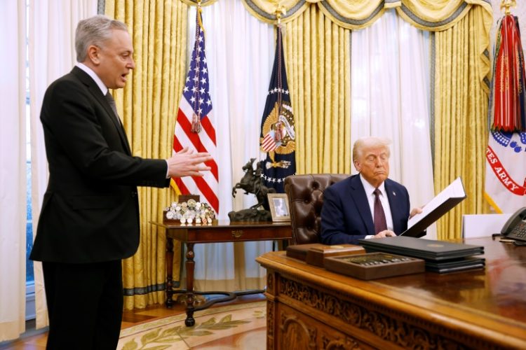 David Sacks, pictured in the Oval Office with Donald Trump, is the president's new AI Czar. ©AFP