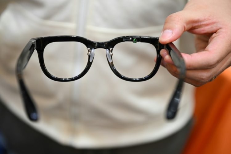 Halliday-branded smart glasses on display at the Consumer Electronics Show in Las Vegas, where wearable tech innovations are on prominent display. ©AFP