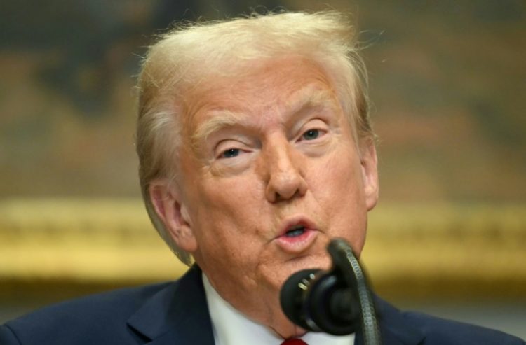 US President Trump delivers remarks in the Roosevelt Room at the White House. ©AFP