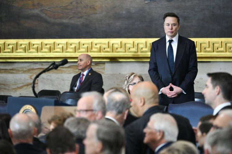 Tesla and SpaceX CEO Elon Musk shown arriving at US President Donald Trump's inauguration earlier this month. ©AFP