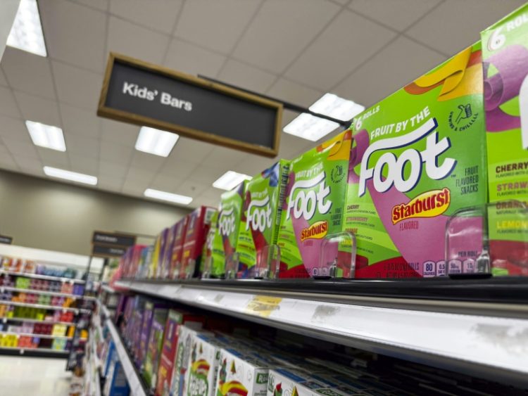 Fruit by the Foot, a product that uses Red Dye No 3, can be seen on a shelf at a supermarket in this illustration photograph on December 27, 2024. ©AFP