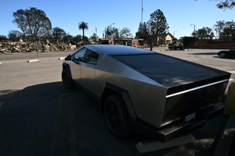 Tesla, whose electric Cybertruck is pictured, is a potential manufacturer of 'armored electric vehicles' for the US government. ©AFP