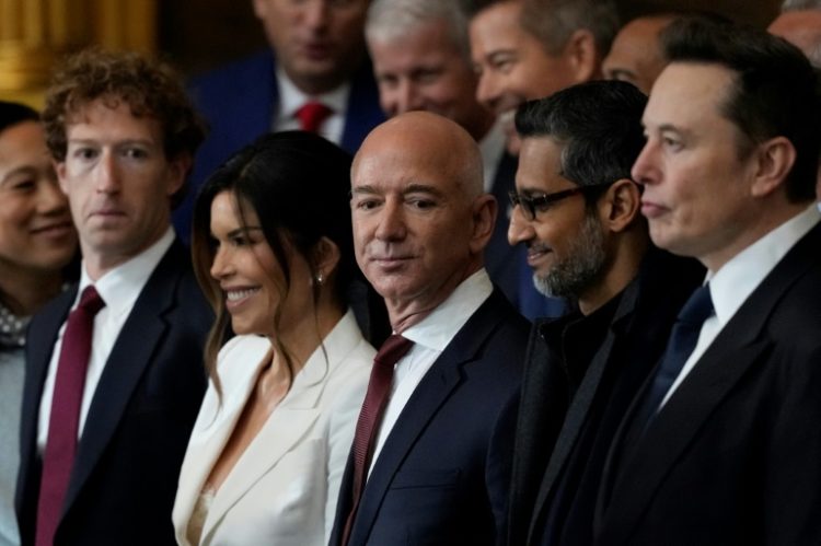 US President Donald Trump, whose January inauguration was attended by big tech CEOs, vowed to protect US firms from foreign governments' actions. ©AFP