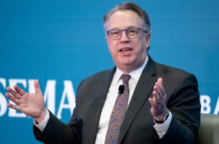 New York Fed President John Williams, seen in April 2024, said the Fed's inflation fight will take time to win. ©AFP