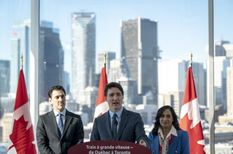 Prime Minister Justin Trudeau says Canada's debut high-speed rail line will be a 'big and bold' national undertaking. ©AFP