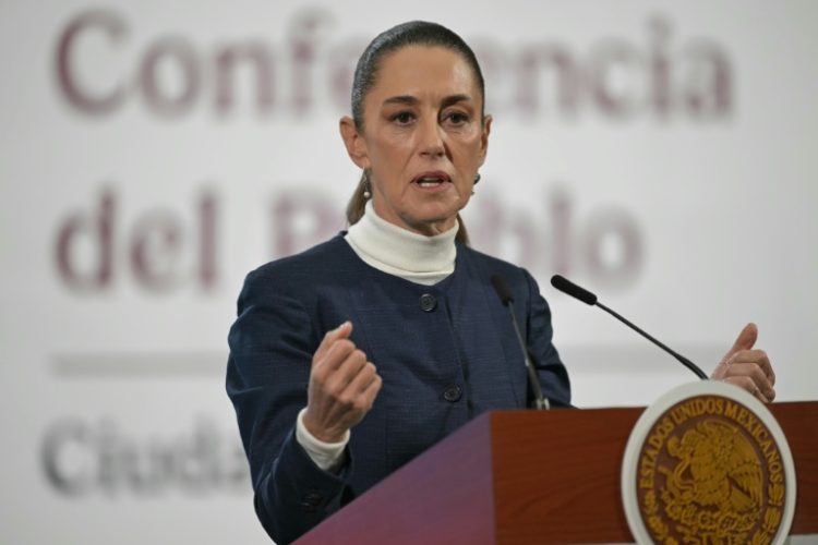 Mexico's President Claudia Sheinbaum, seen here in early February, has pledged to collaborate with Washington. ©AFP