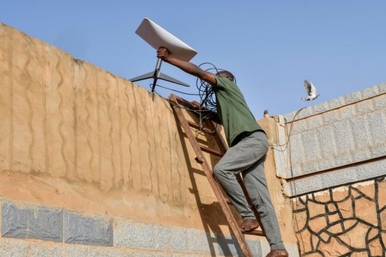 A small number of Starlink dishes are sprining up on houses in the capital, but vendors say take-up is slow. ©AFP