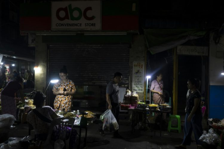 The junta government's power cut timetable can see houses plunged into darkness 12 hours a day. ©AFP