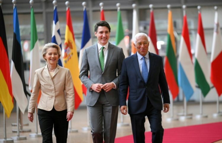 Canadian Prime Minister Justin Trudeau held talks with top EU officials in the Belgian capital. ©AFP