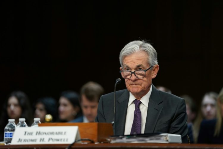 US Federal Reserve Chair Jerome Powell testifies during a semi-annual Senate Banking Committee hearing on monetary policy . ©AFP