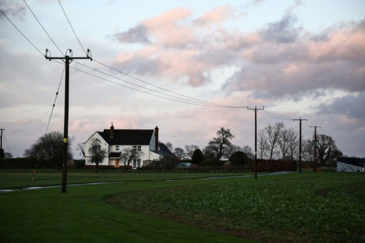 The house and farm of John Stacey, which is the site of a proposed new National Grid electricity pylon route. ©AFP